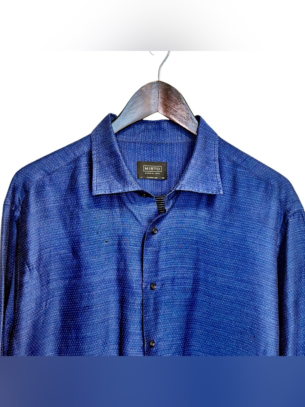 Mirto Madrid 1956 Men’s Blue Linen Cotton Shirt | Made in Spain | XXL - Picture 10 of 12